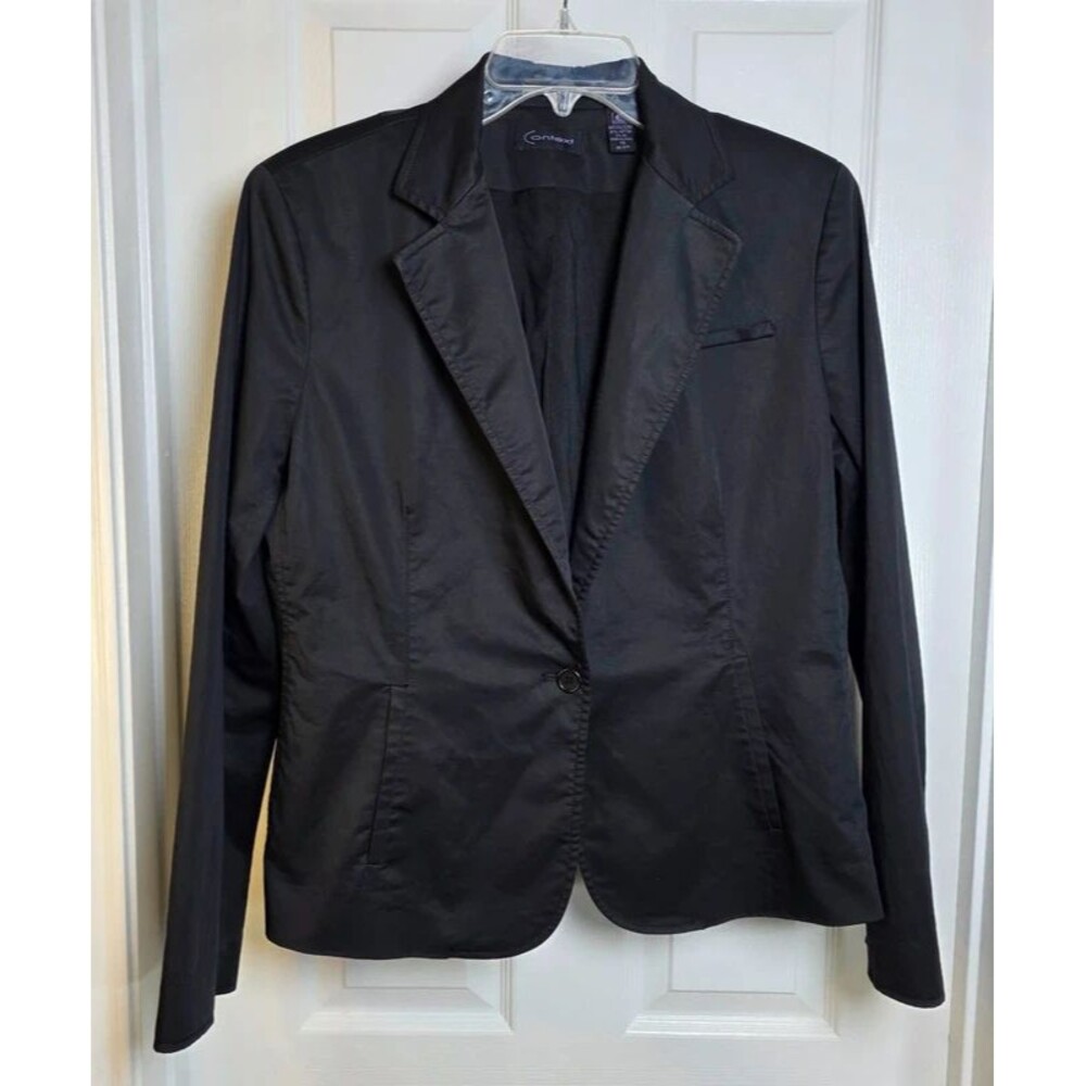 Context Black One-Button Cotton Stretch Blazer Jacket - Women's Size 14